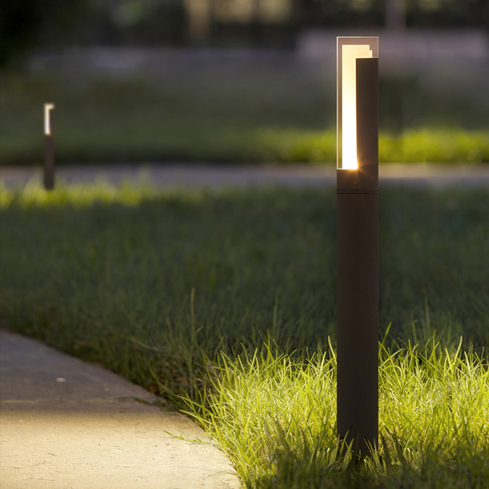 Ray Modern Rectangular Column Solar Outdoor Path Light, Black - Neutral Decor