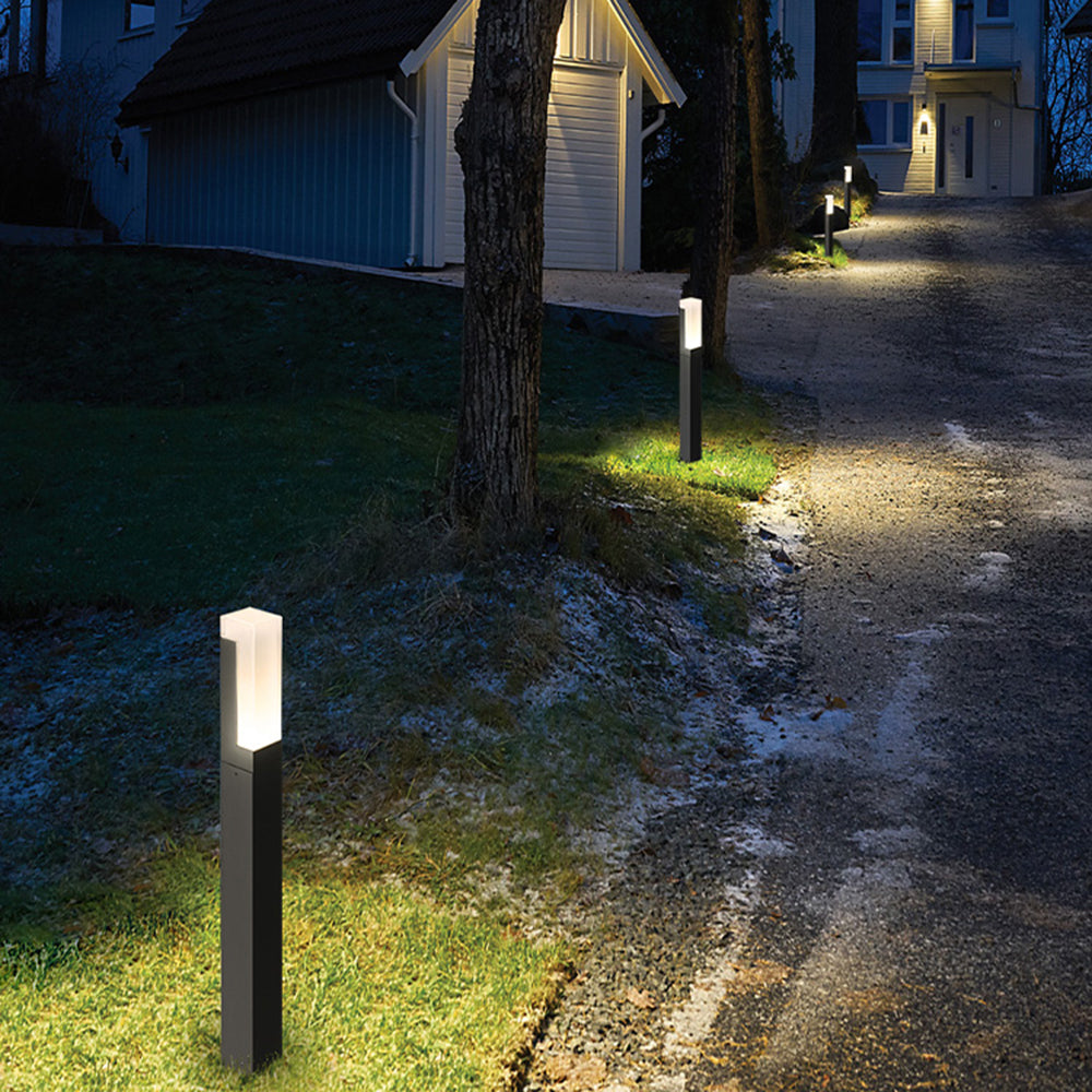 Ray Modern Metal Solar Outdoor Path Light, Black - Neutral Decor