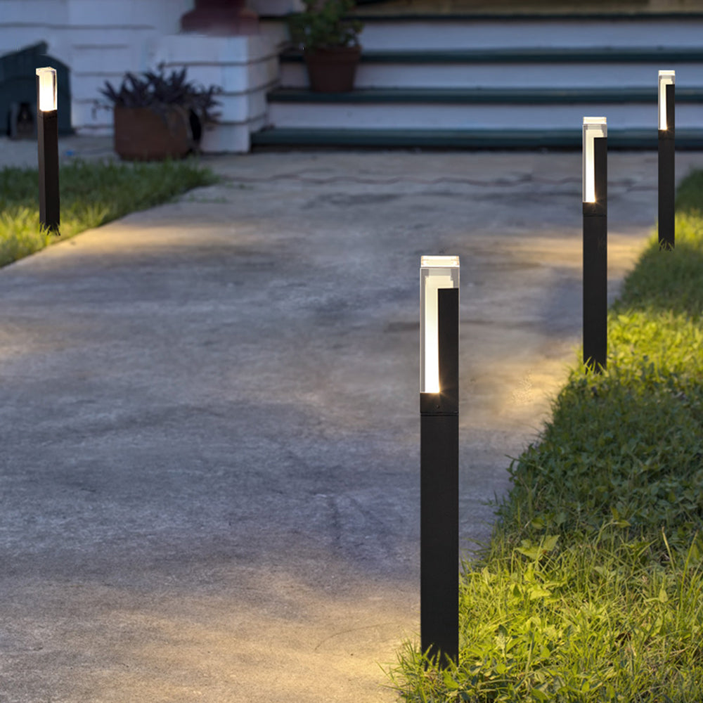 Ray Modern Rectangular Column Solar Outdoor Path Light, Black - Neutral Decor