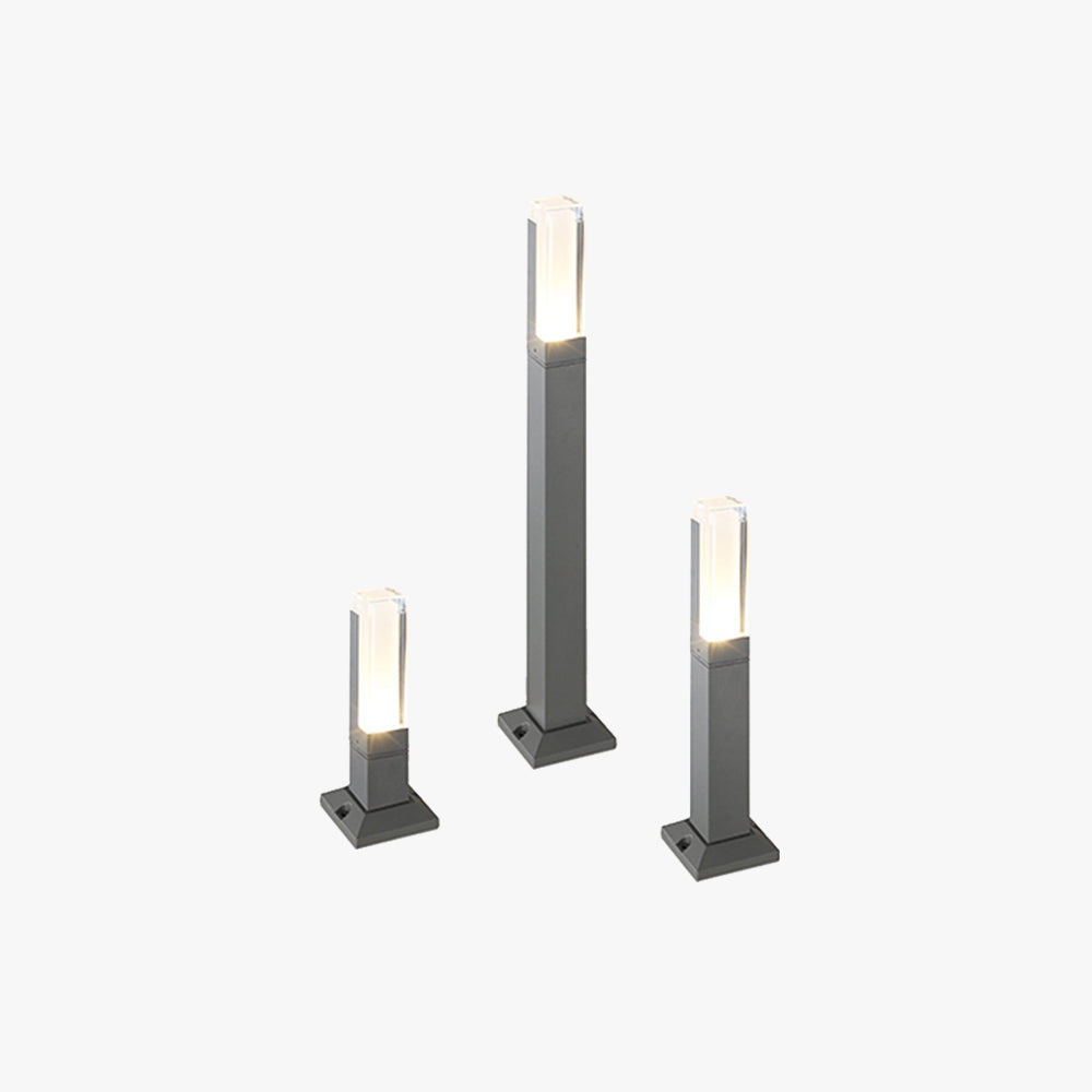 Ray Modern Rectangular Column Solar Outdoor Path Light, Black - Neutral Decor
