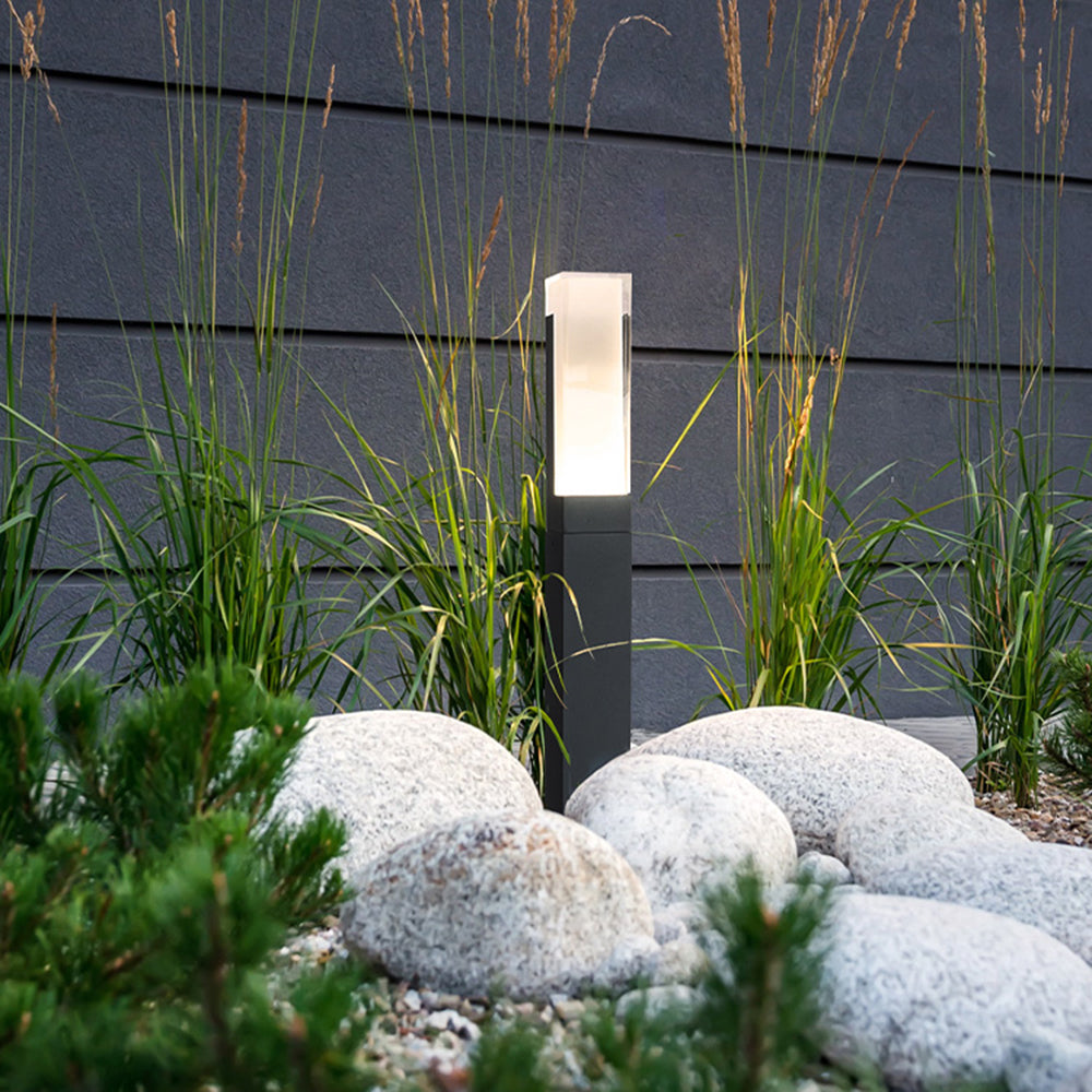 Ray Modern Metal Solar Outdoor Path Light, Black - Neutral Decor