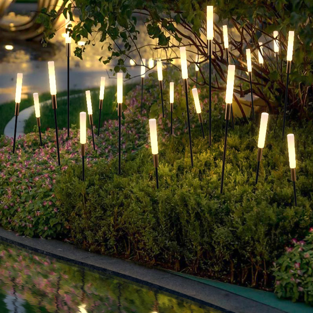 Ray Modern Metal Reed Solar Outdoor Black Post Light - Neutral Decor