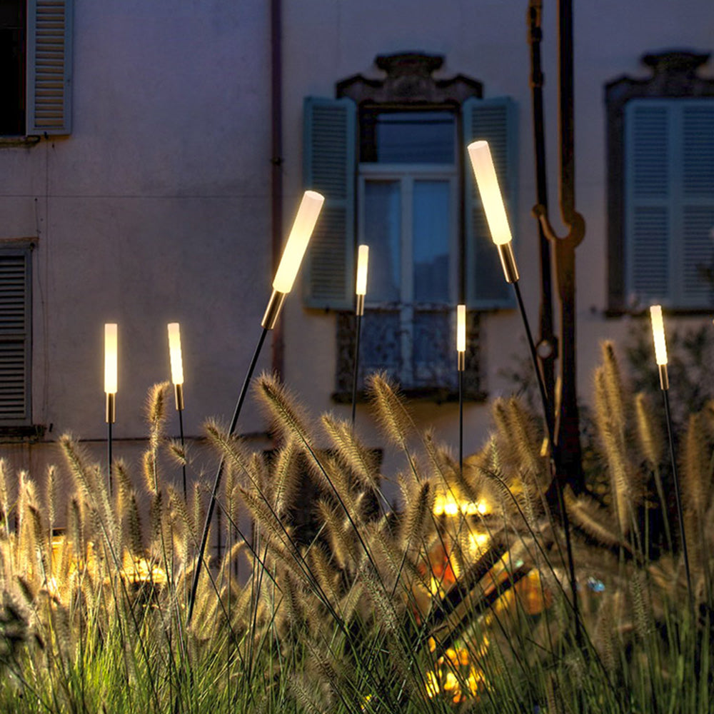 Ray Modern Metal Reed Solar Outdoor Black Post Light - Neutral Decor