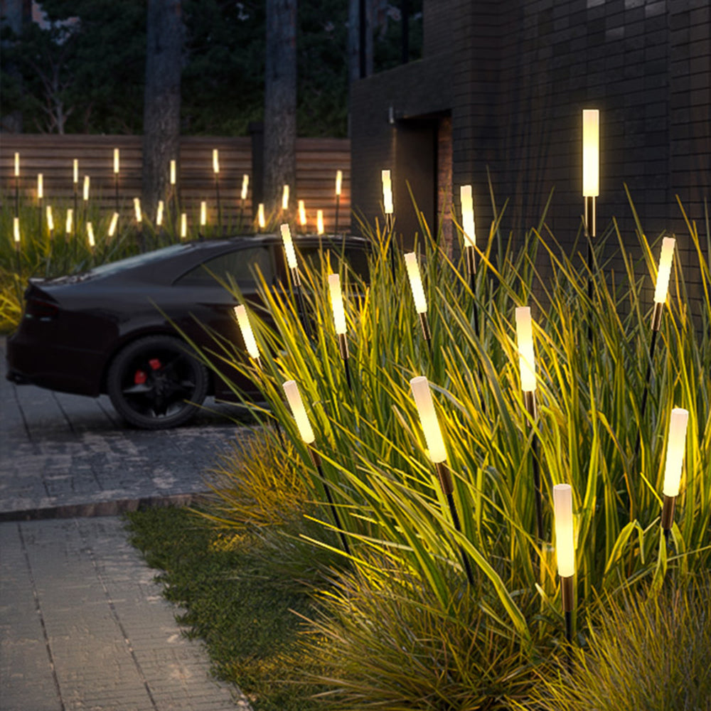 Ray Modern Metal Reed Solar Outdoor Black Post Light - Neutral Decor