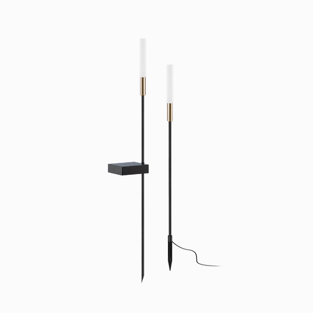 Ray Modern Metal Reed Solar Outdoor Black Post Light - Neutral Decor