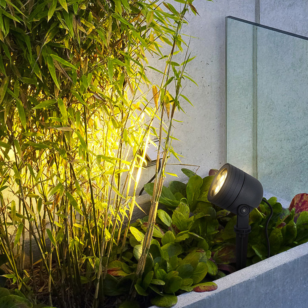 Ray Modern Round Glass/Metal Solar Outdoor Ground Lamp Spotlight - Neutral Decor