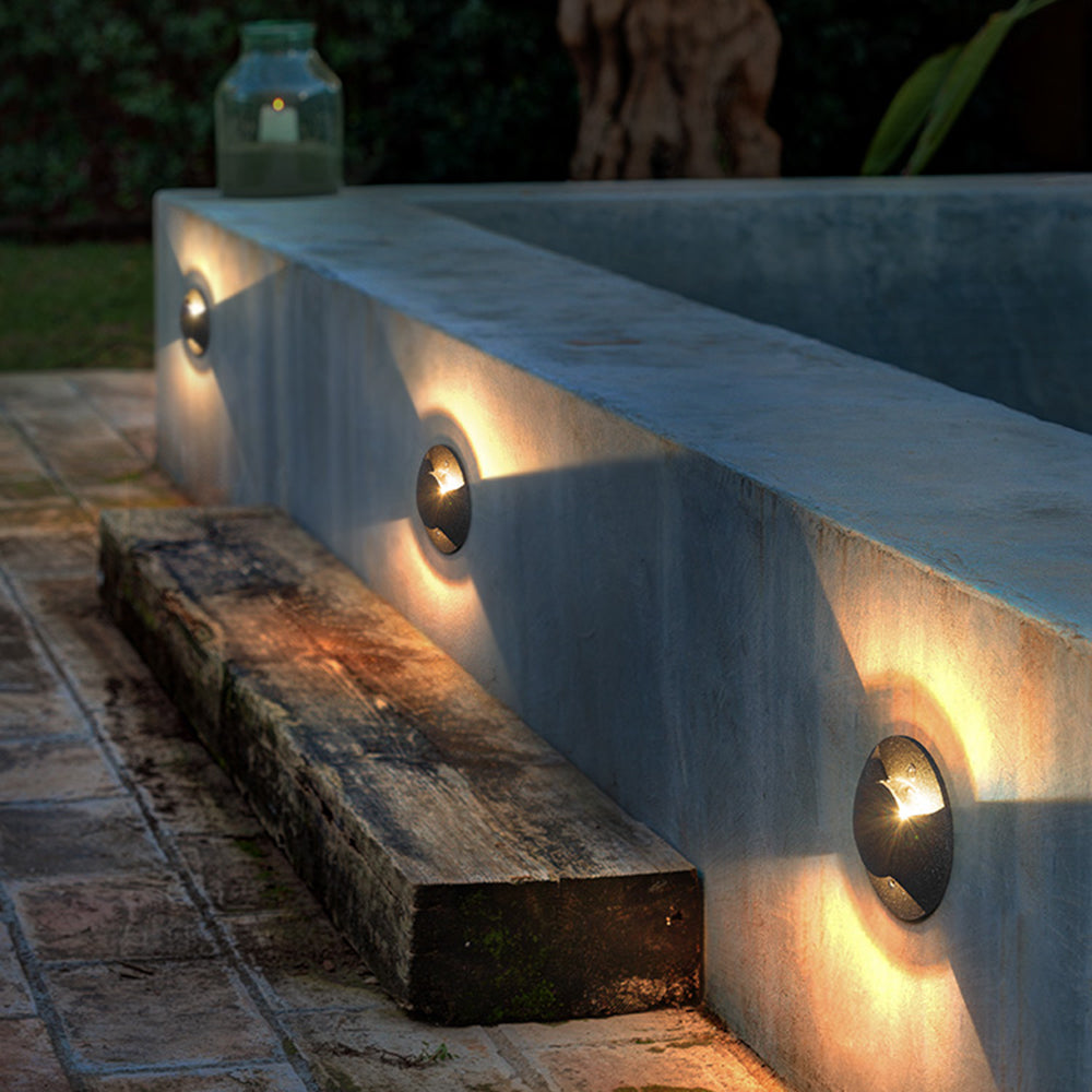 Ray Metal Cylindrical Outdoor Step/Deck Light, Black - Neutral Decor