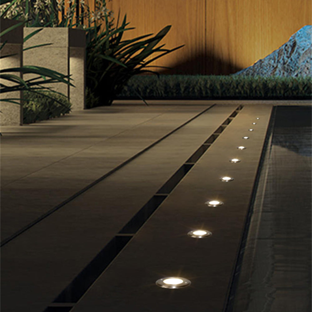 Ray Modern Metal Cylindrical Recessed Outdoor Step/Deck Light, Black - Neutral Decor