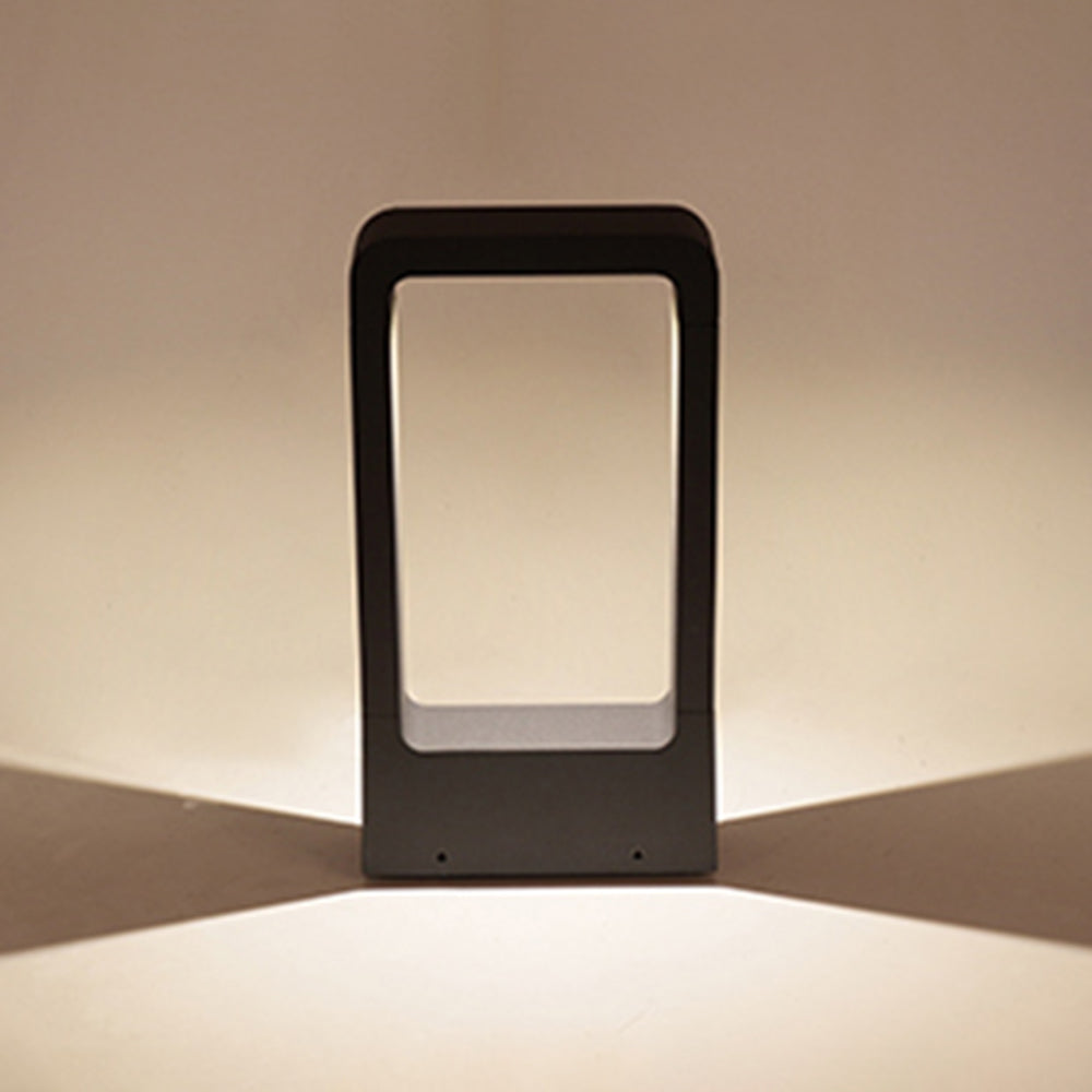 Ray Modern Metal Hollow Rectangle Outdoor Path Light, Black - Neutral Decor