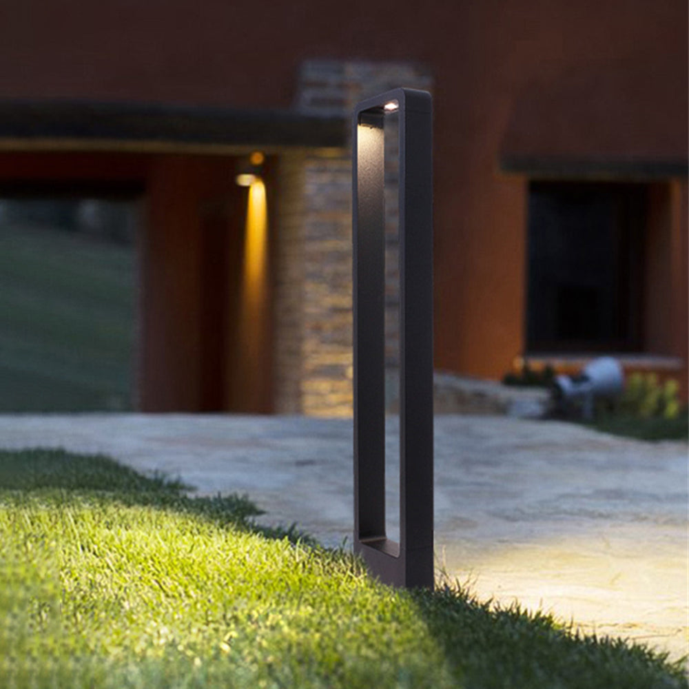 Ray Modern Metal Hollow Rectangle Outdoor Path Light, Black - Neutral Decor