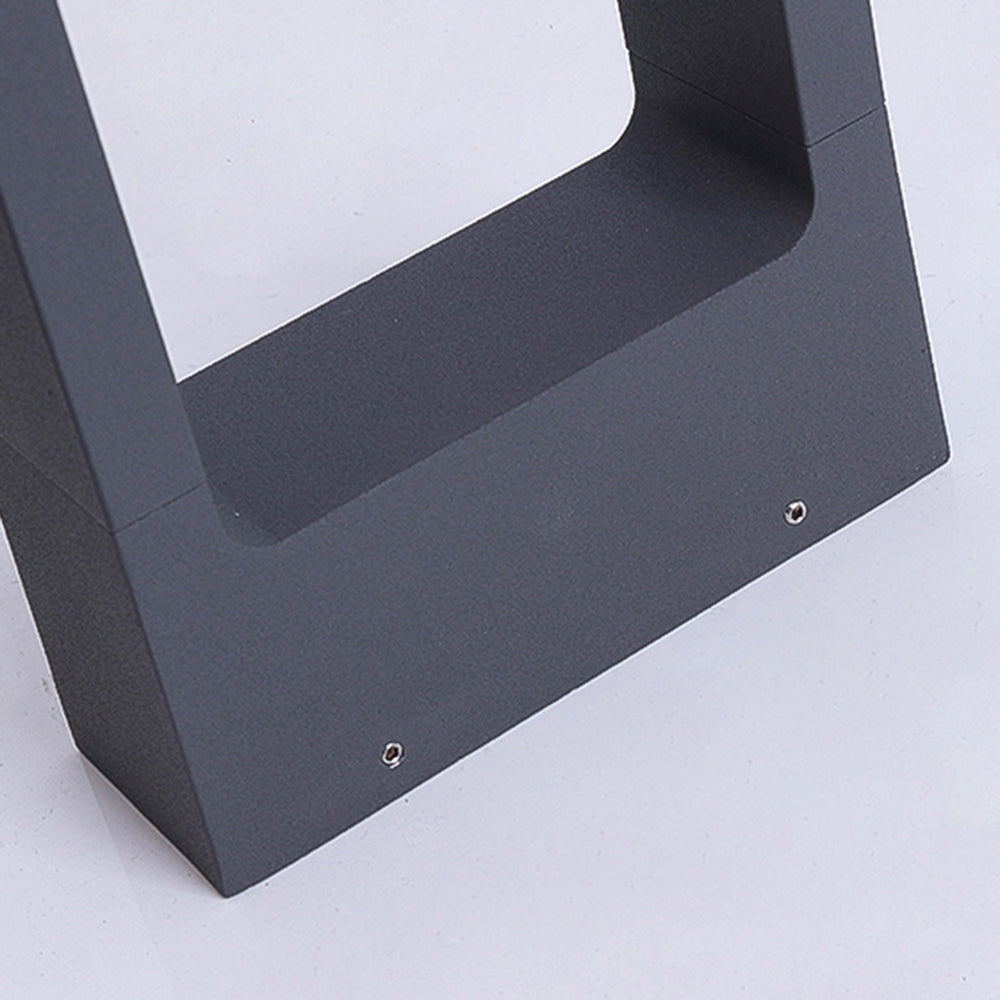 Ray Modern Metal Hollow Rectangle Outdoor Path Light, Black - Neutral Decor