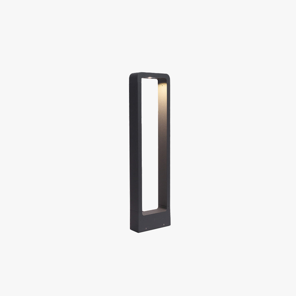 Ray Modern Metal Hollow Rectangle Outdoor Path Light, Black - Neutral Decor