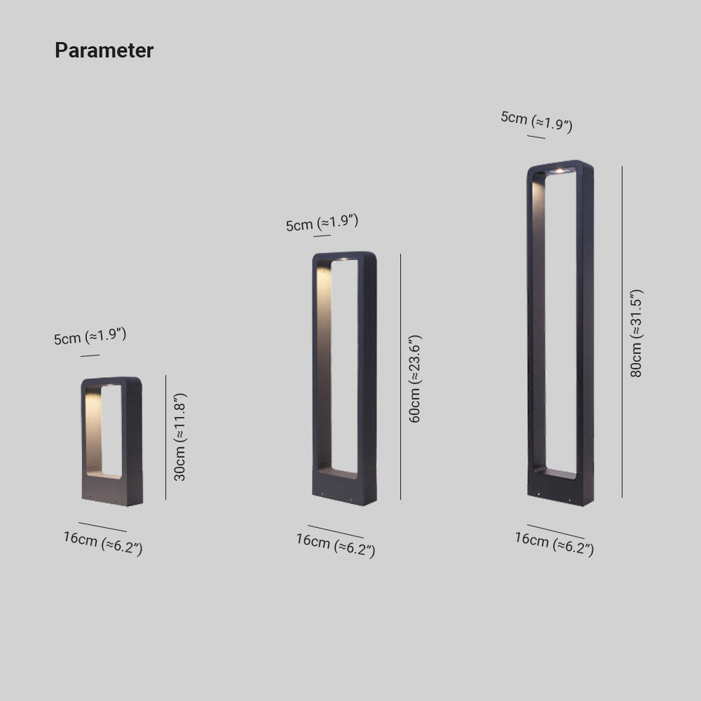 Ray Modern Metal Hollow Rectangle Outdoor Path Light, Black - Neutral Decor
