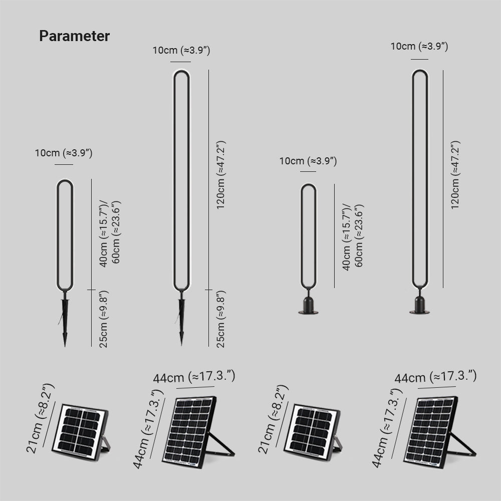 Ray Modern Metal Elliptical Ring Solar Outdoor Path Light, Black - Neutral Decor