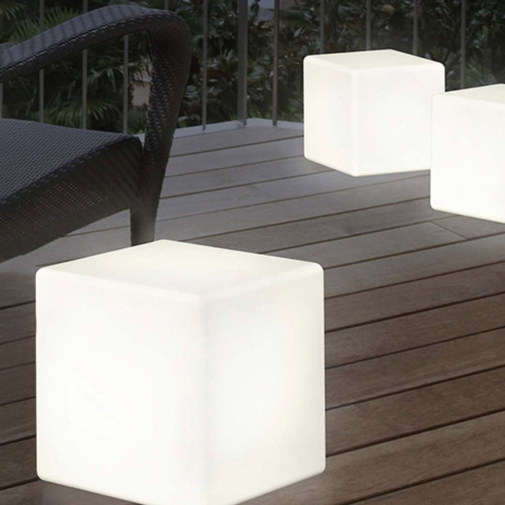 Ray Minimalist Square Acrylic Outdoor Ground Lamp, White - Neutral Decor
