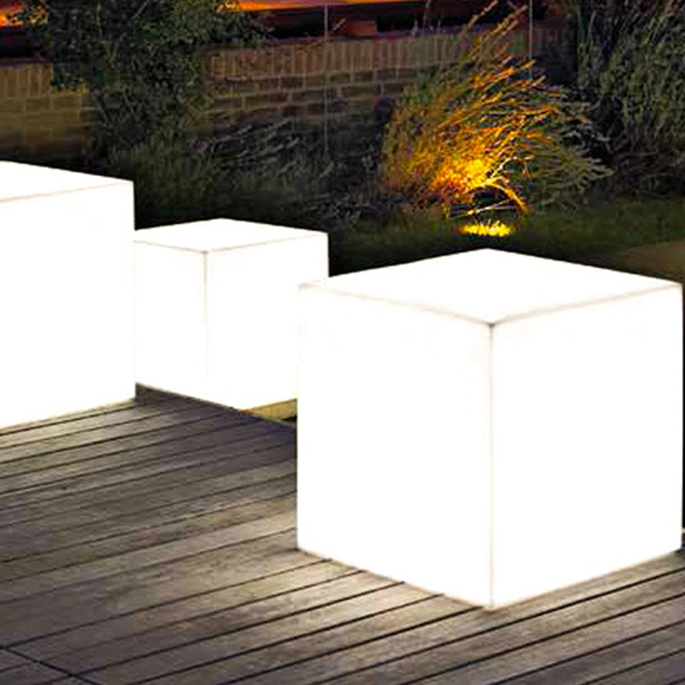 Ray Minimalist Square Acrylic Outdoor Ground Lamp, White - Neutral Decor