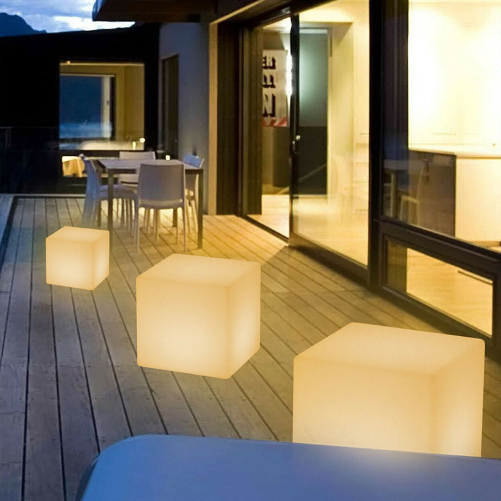 Ray Minimalist Square Acrylic Outdoor Ground Lamp, White - Neutral Decor