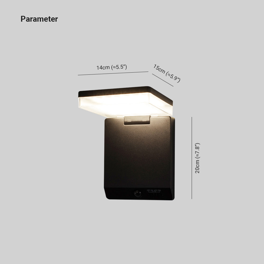 Ray Modern Minimalist Right-Angle Acrylic Sensor Solar Waterproof Outdoor Wall Lamp, Black - Neutral Decor