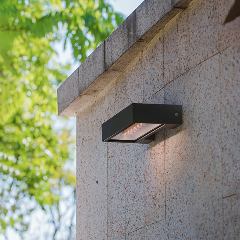 Ray Modern rectangular Solar Waterproof Outdoor Wall Lamp, Black - Neutral Decor