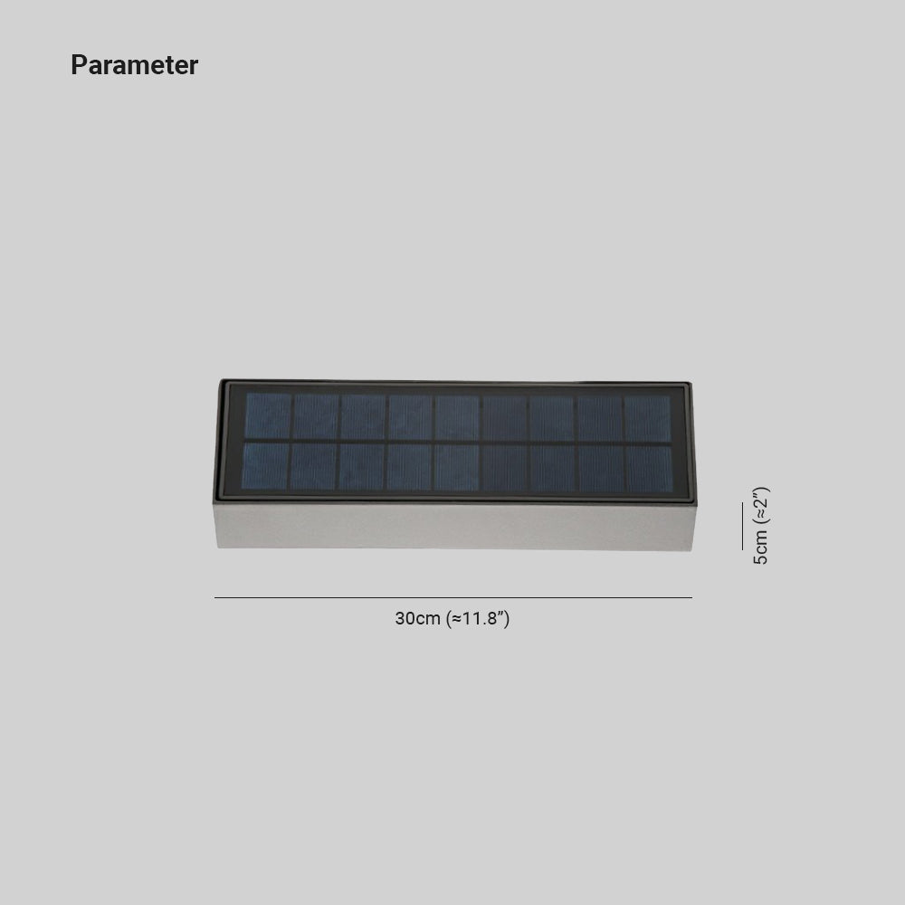 Ray Modern rectangular Solar Waterproof Outdoor Wall Lamp, Black - Neutral Decor