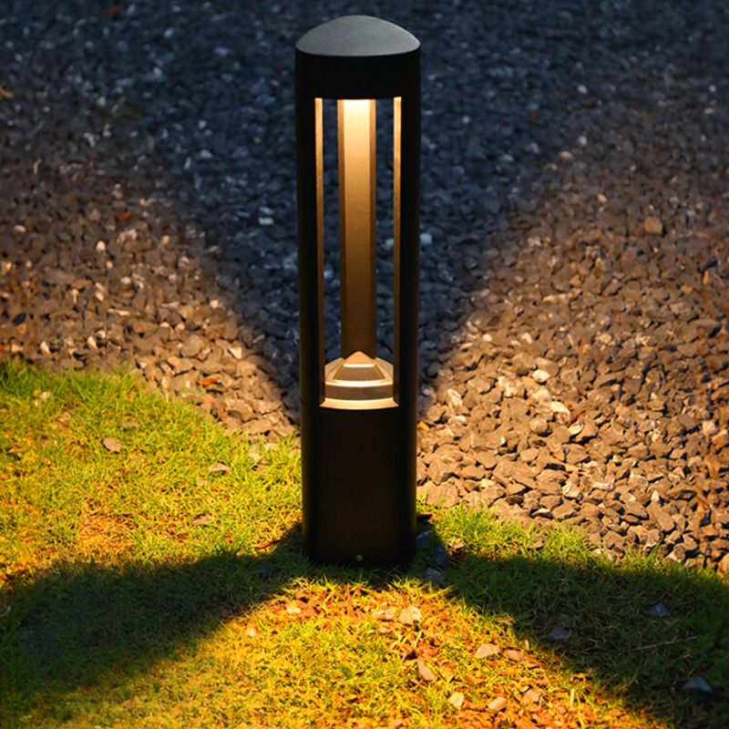 Ray Contemporary Metal Triangular Hollow Outdoor Path Light, Black - Neutral Decor