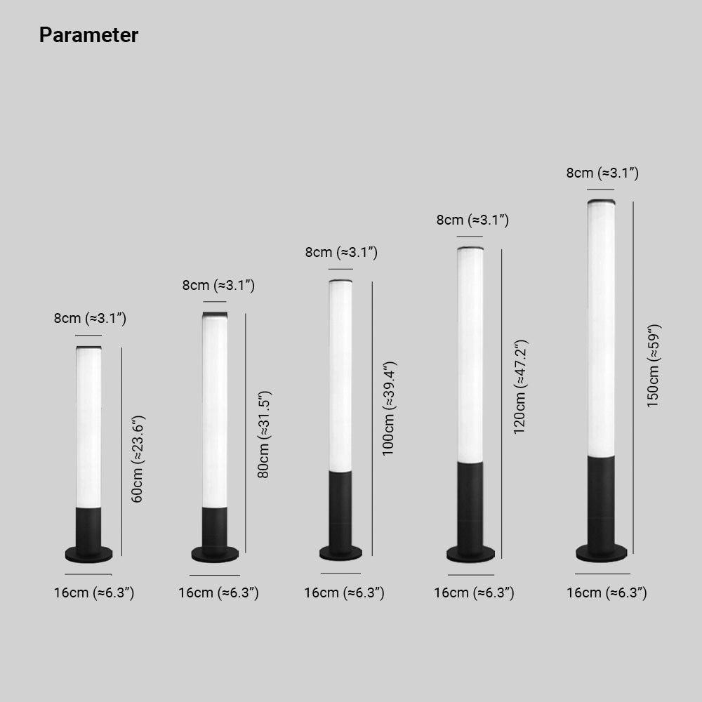 Ray Minimalist Cylindrical Acrylic Outdoor Ground Ligh, Black - Neutral Decor