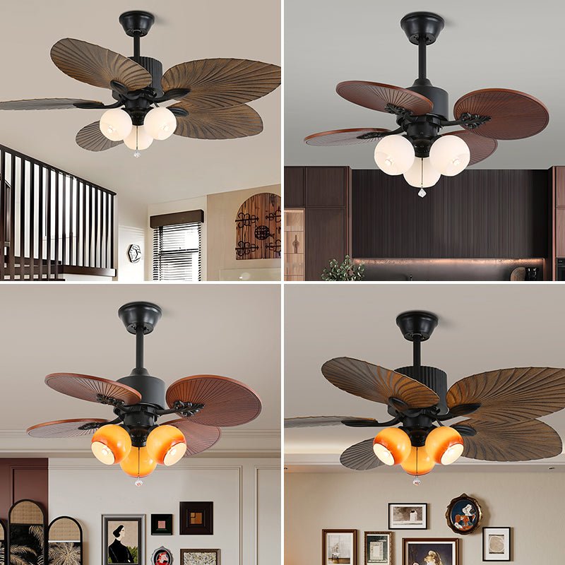 Solara Tropical Glass Ceiling Fan Light-Neutral Decor
