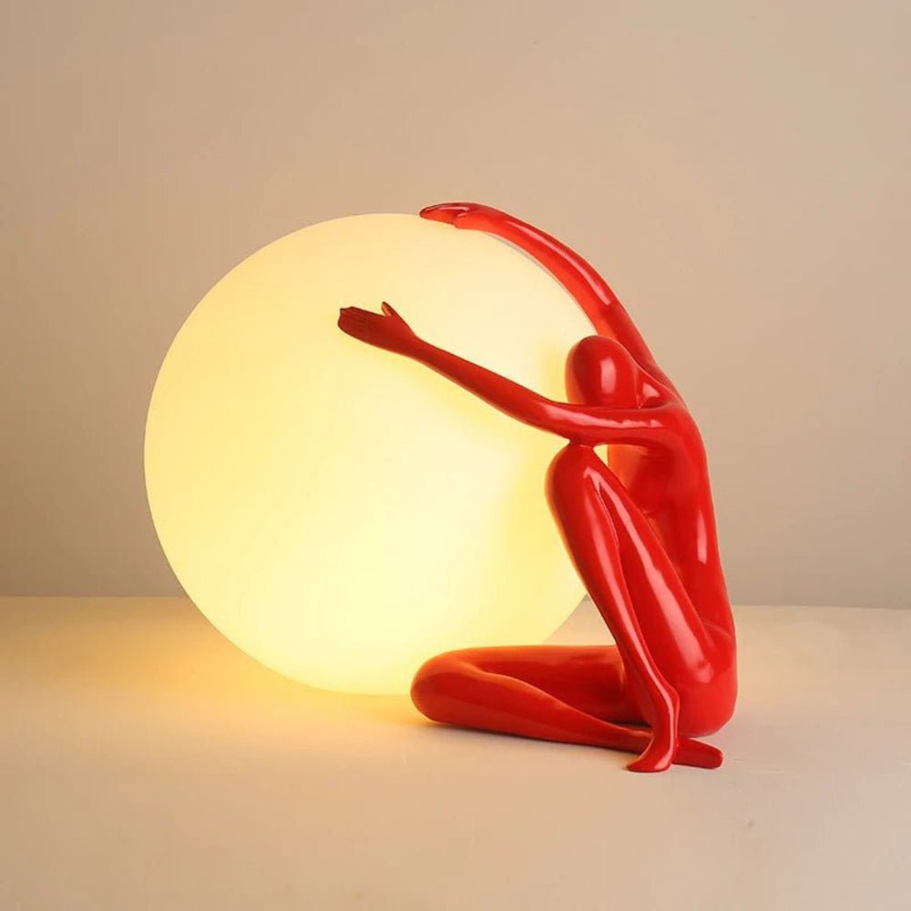Cosmo Humanoid Ball Holding Table Lamp-Neutral Decor