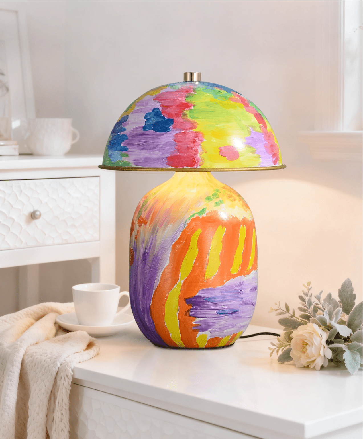 Abstract Mural Table Lamp-Neutral Decor