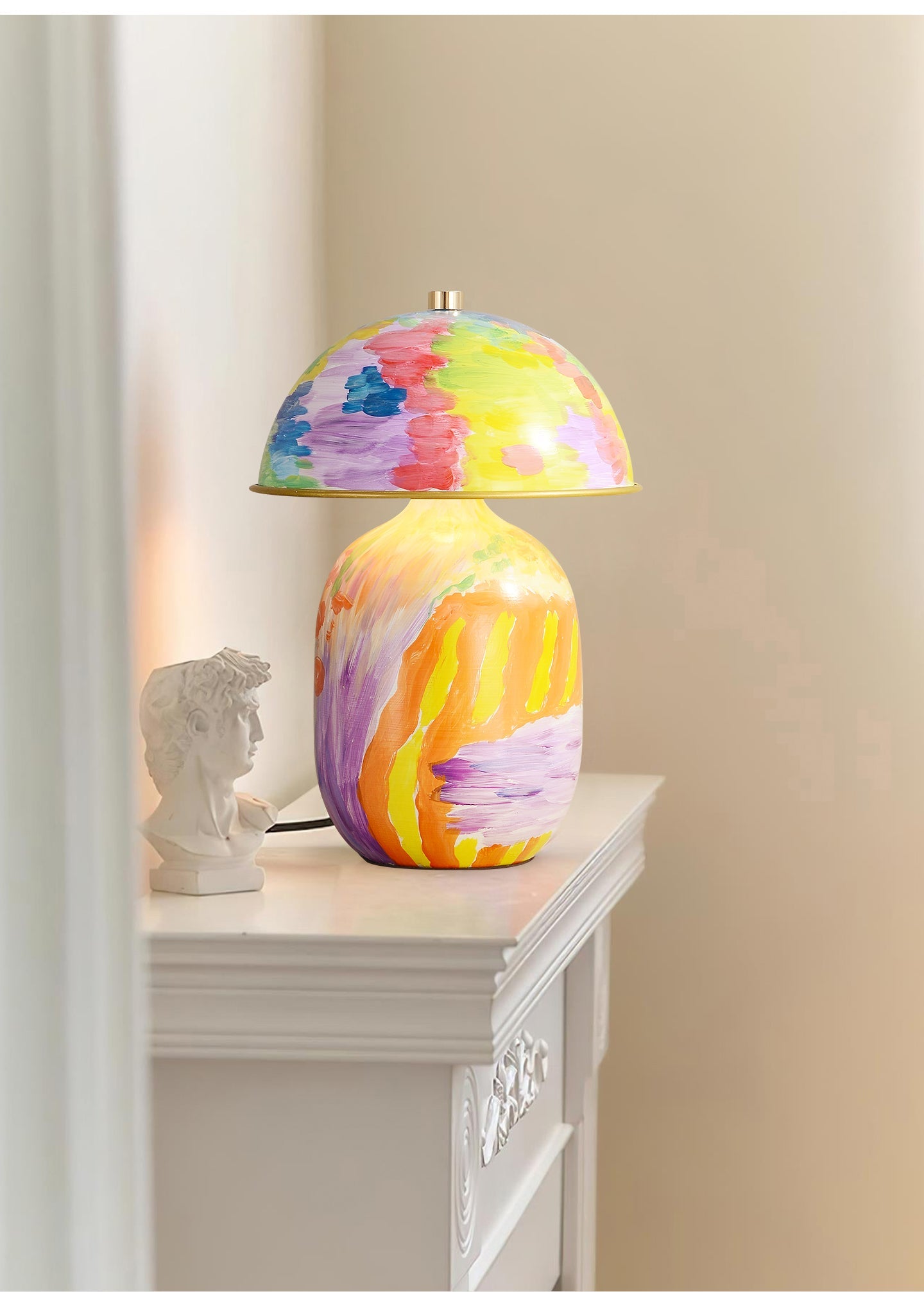 Abstract Mural Table Lamp-Neutral Decor