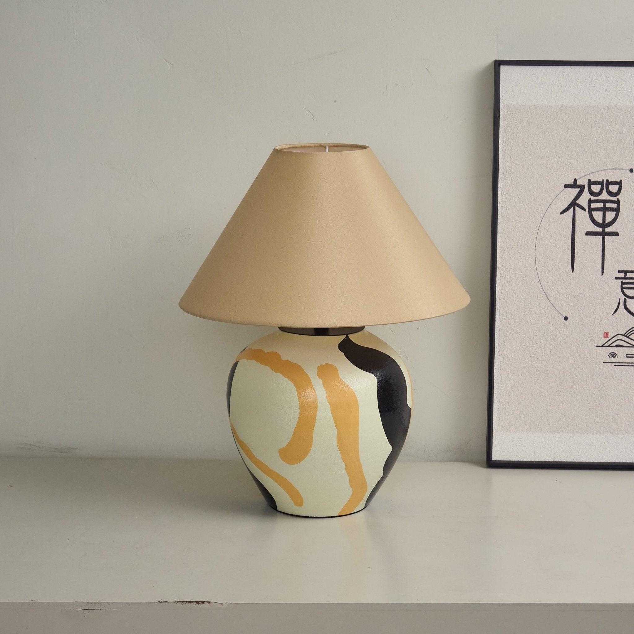 Abstract Pattern Ceramic Table Lamp-Neutral Decor