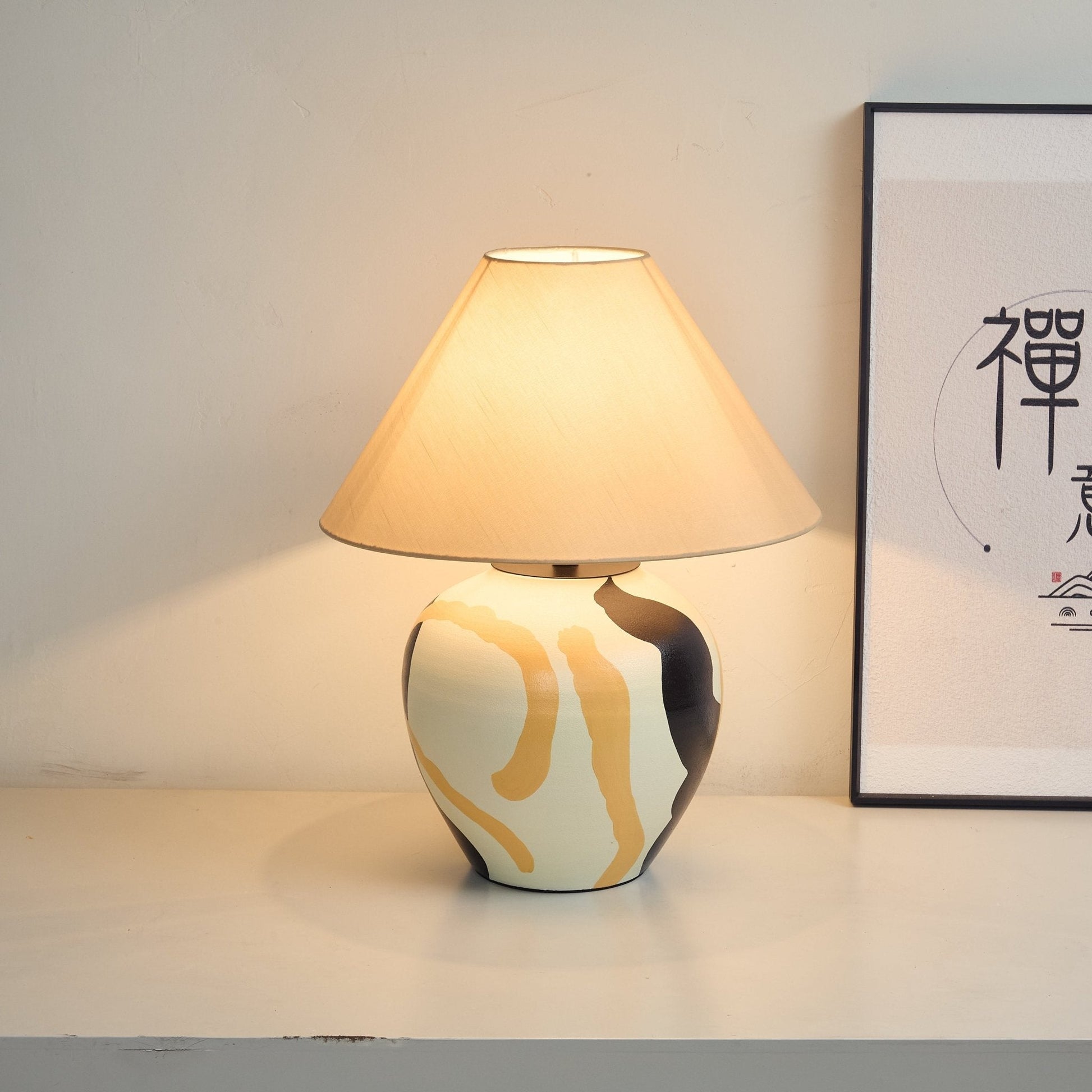 Abstract Pattern Ceramic Table Lamp-Neutral Decor