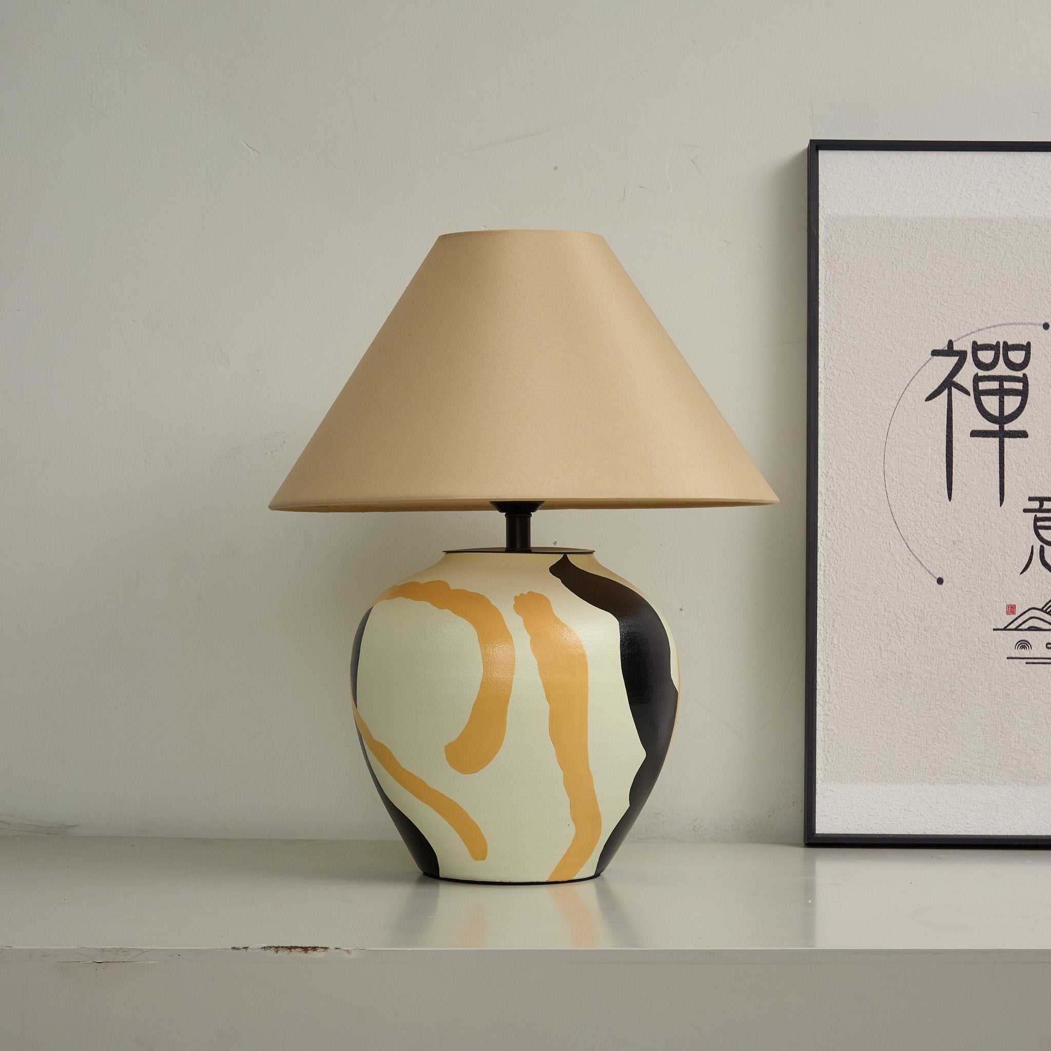 Abstract Pattern Ceramic Table Lamp-Neutral Decor