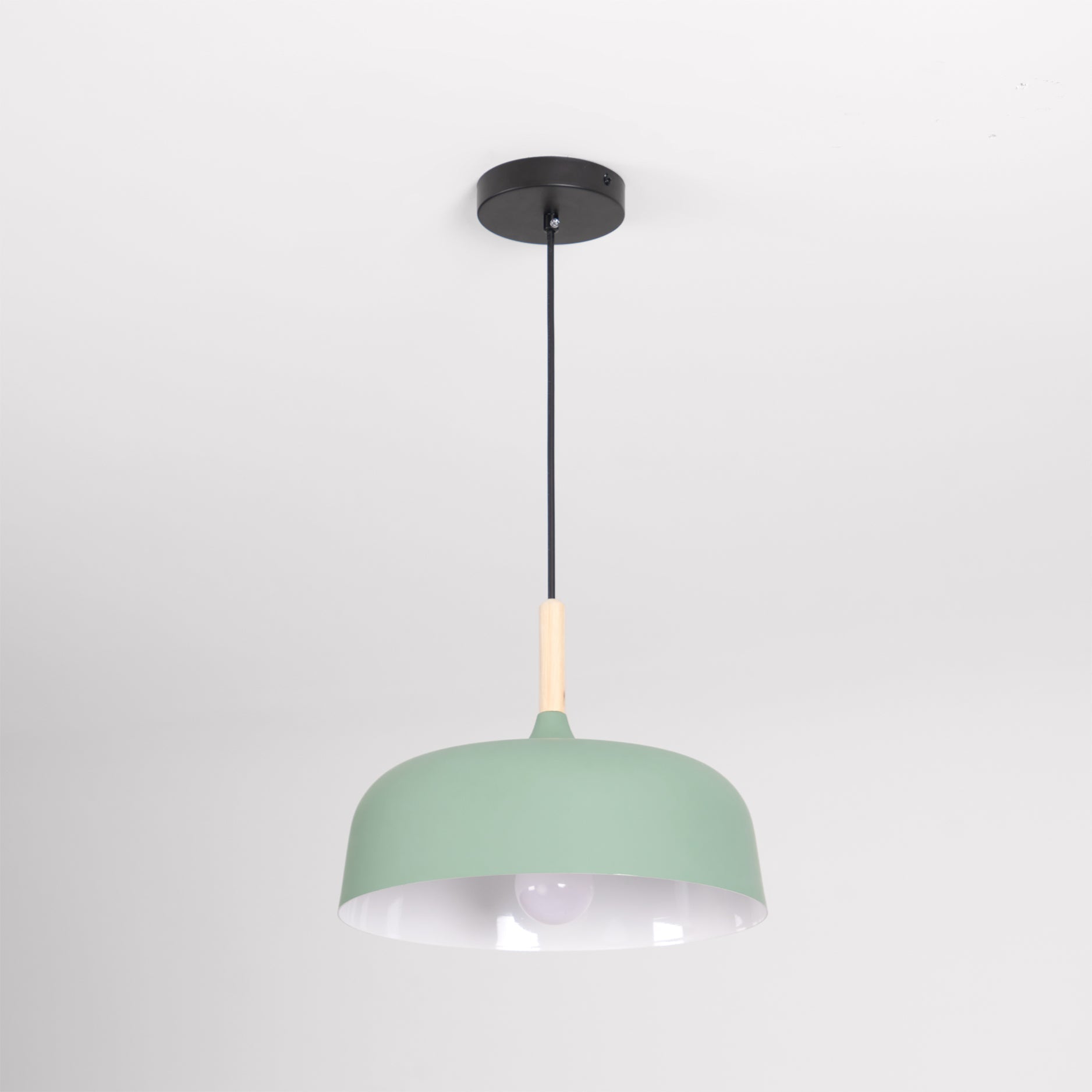 Lustra Pendant Lamp White Shade Wood-Neutral Decor