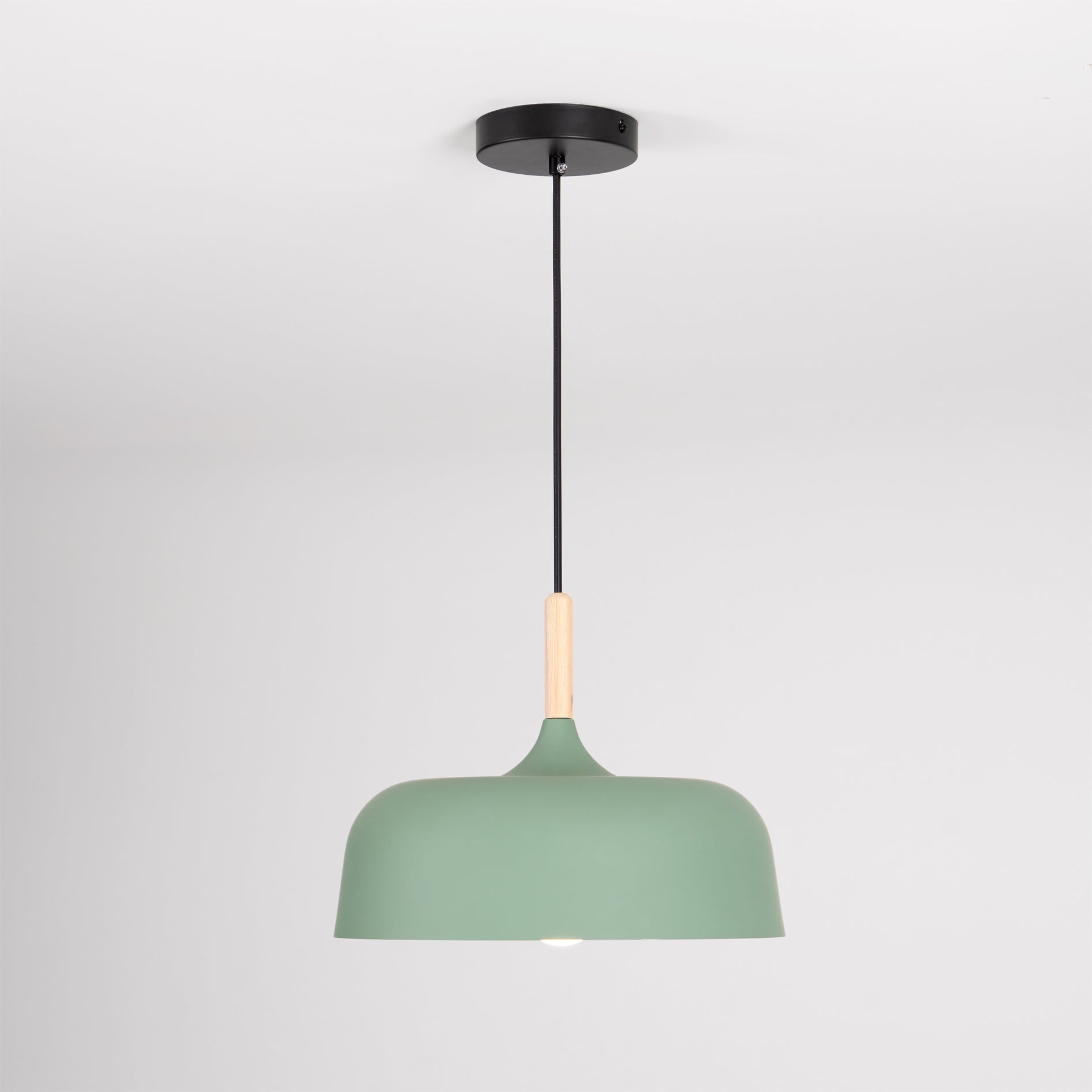 Lustra Pendant Lamp White Shade Wood-Neutral Decor