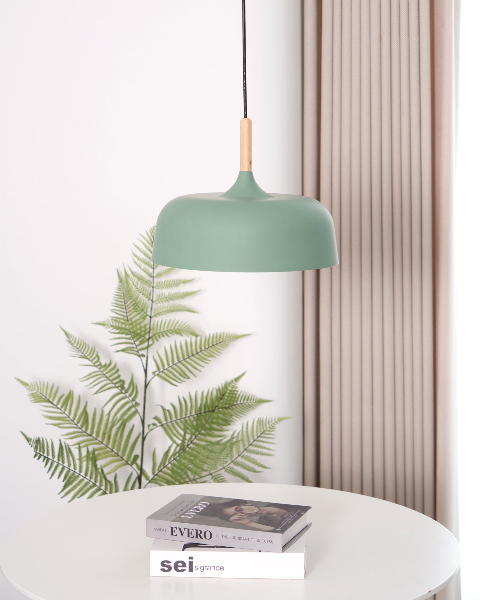 Lustra Pendant Lamp White Shade Wood-Neutral Decor