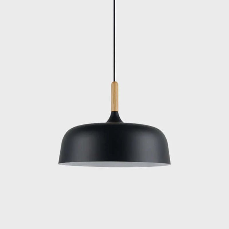 Lustra Pendant Lamp White Shade Wood-Neutral Decor