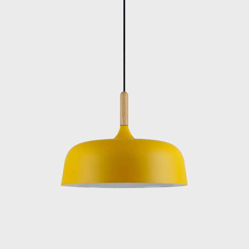Lustra Pendant Lamp White Shade Wood-Neutral Decor
