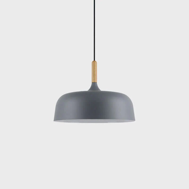 Lustra Pendant Lamp White Shade Wood-Neutral Decor