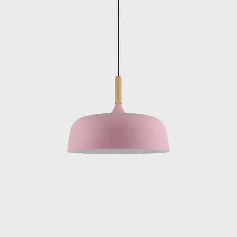 Lustra Pendant Lamp White Shade Wood-Neutral Decor