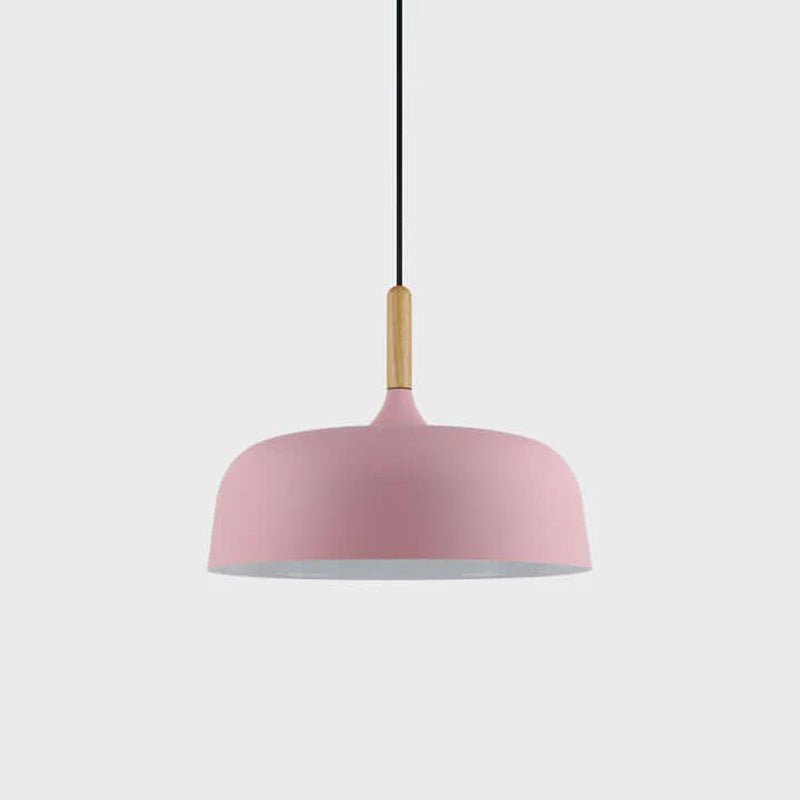 Lustra Pendant Lamp White Shade Wood-Neutral Decor