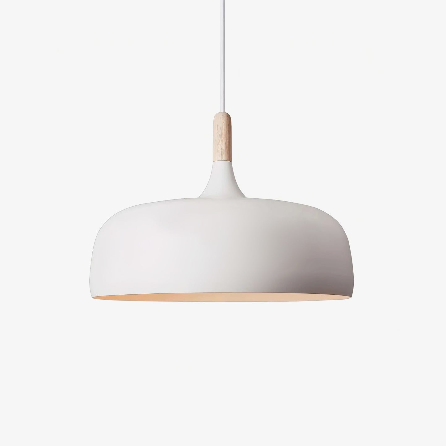 Lustra Pendant Lamp White Shade Wood-Neutral Decor
