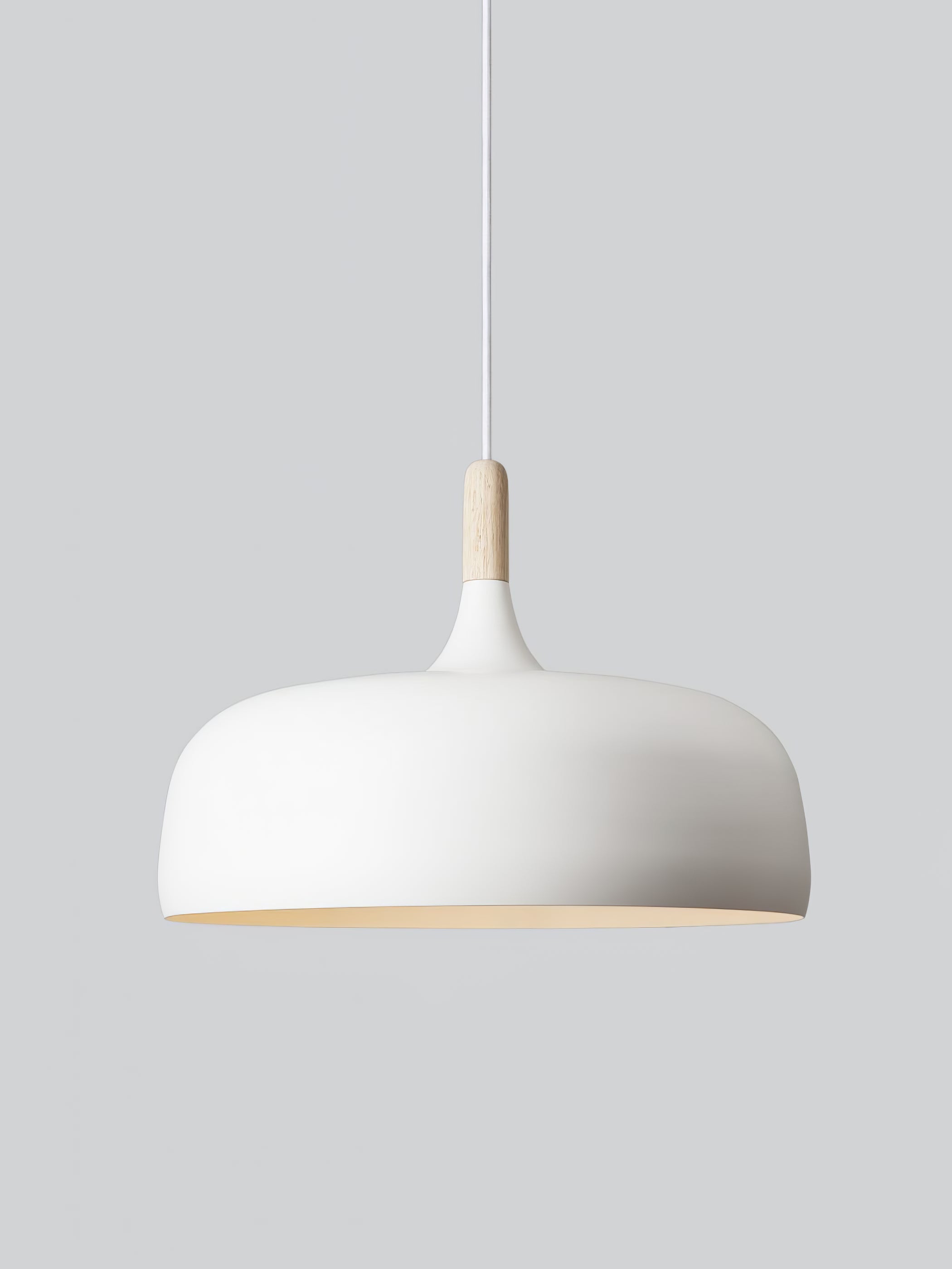 Lustra Pendant Lamp White Shade Wood-Neutral Decor