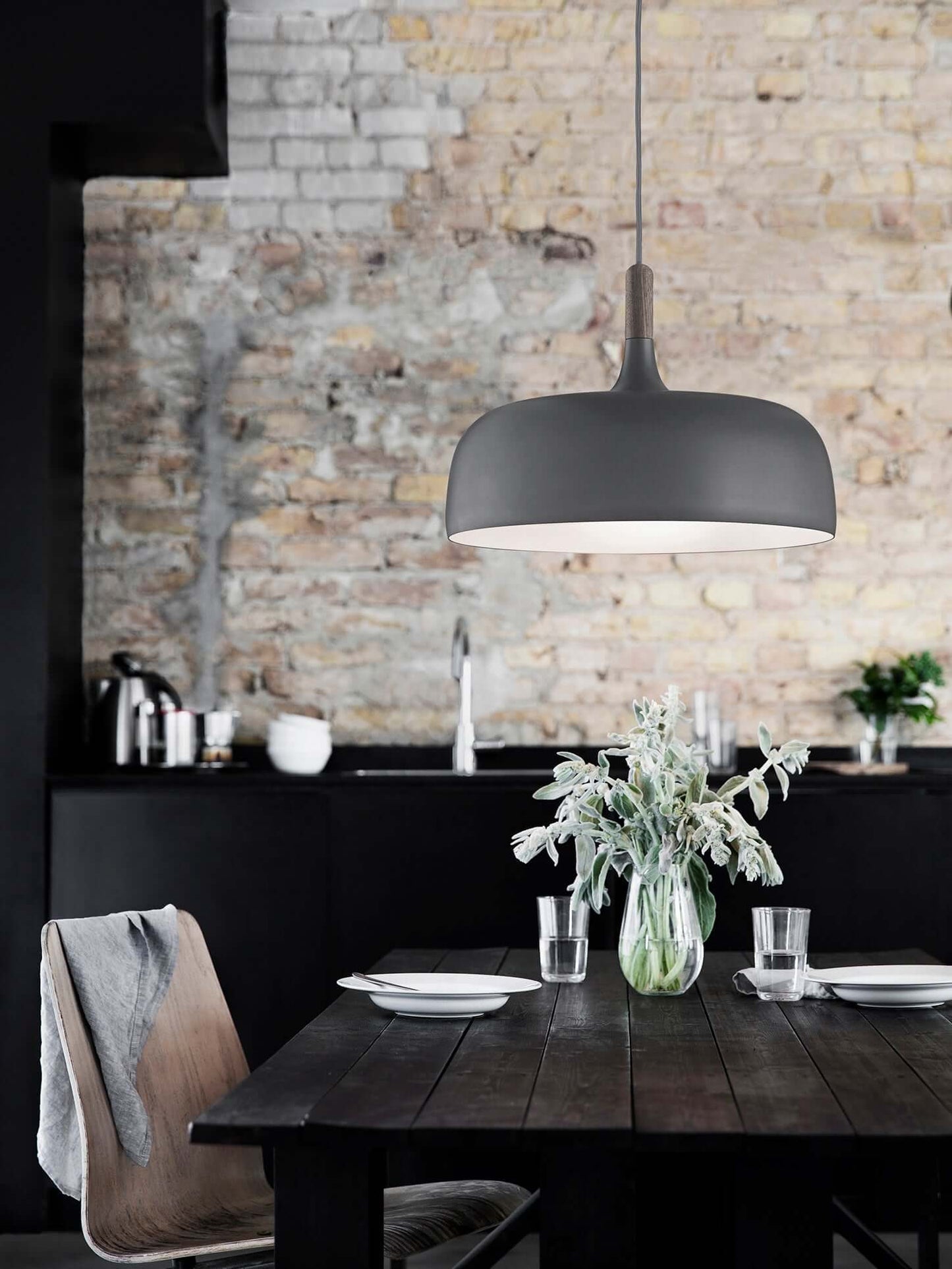 Lustra Pendant Lamp White Shade Wood-Neutral Decor