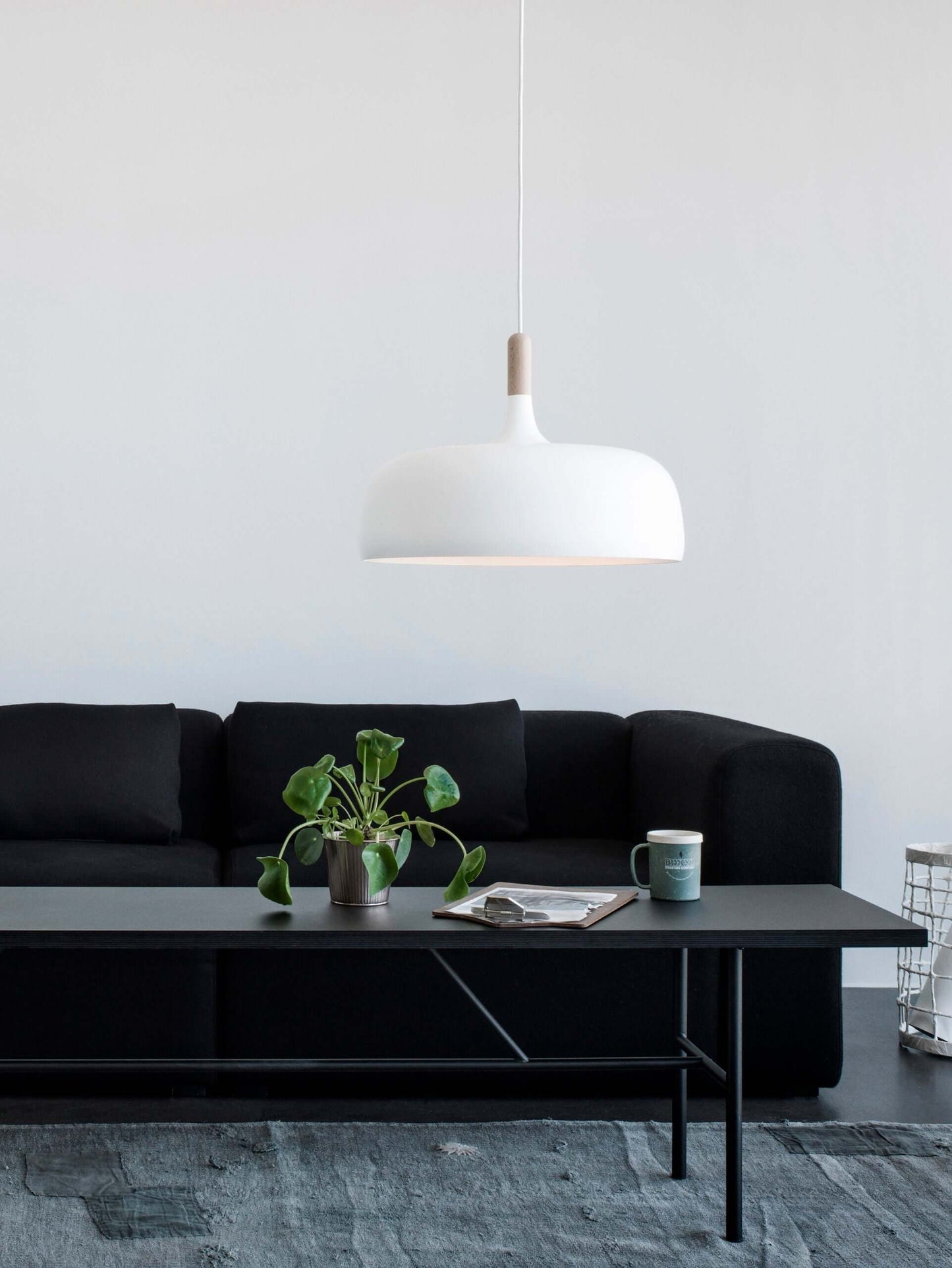Lustra Pendant Lamp White Shade Wood-Neutral Decor