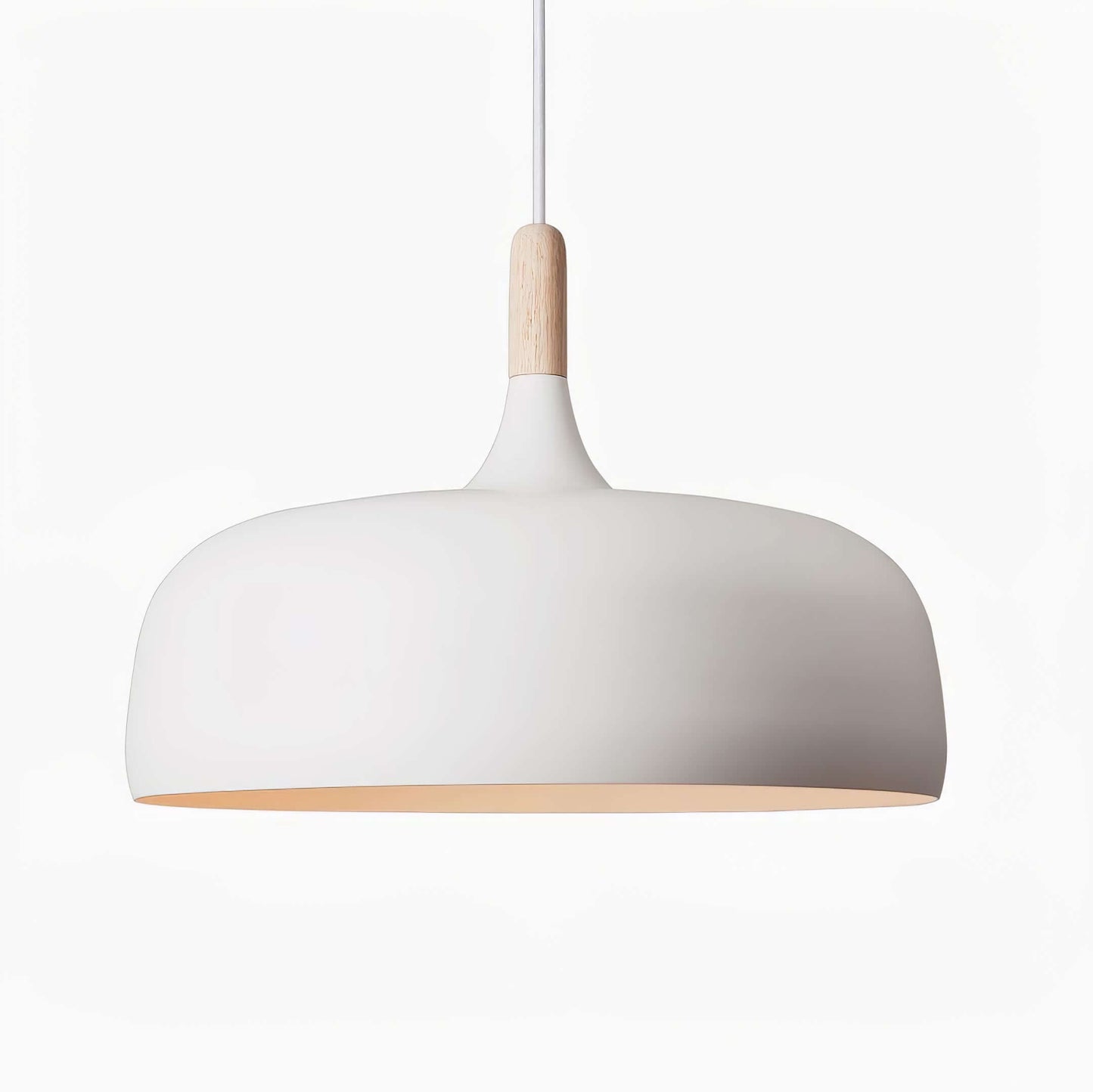 Lustra Pendant Lamp White Shade Wood-Neutral Decor