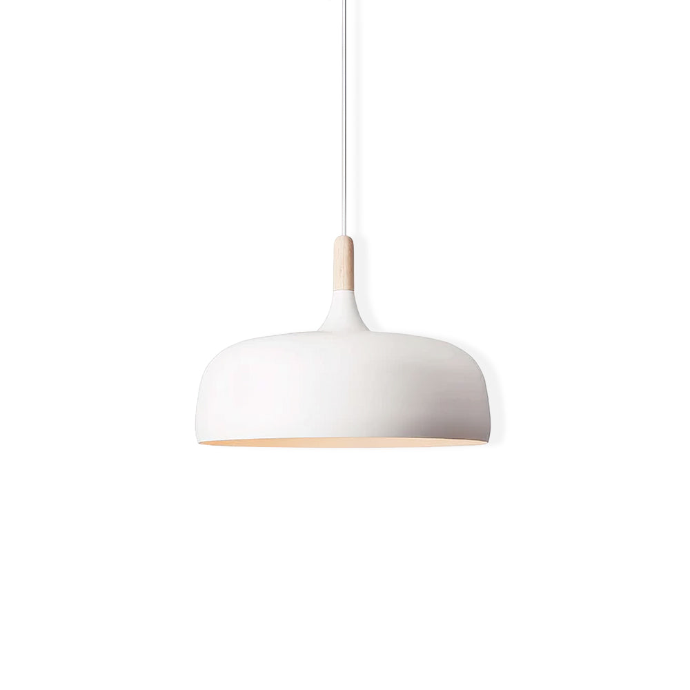 Lustra Pendant Lamp White Shade Wood-Neutral Decor
