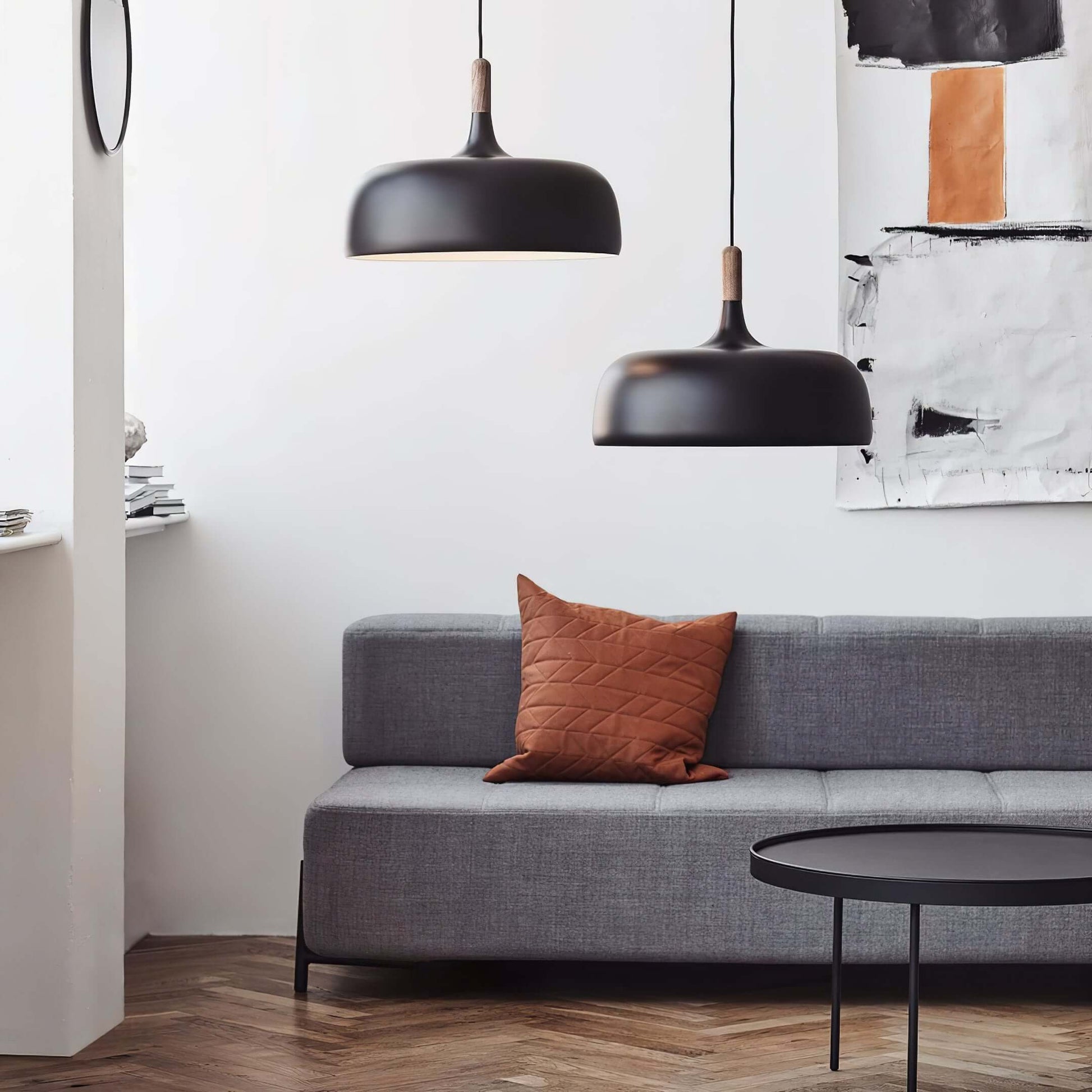Lustra Pendant Lamp White Shade Wood-Neutral Decor