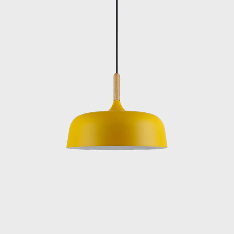 Lustra Pendant Lamp White Shade Wood-Neutral Decor