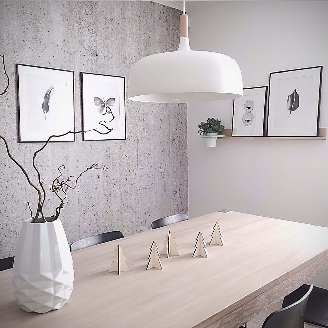 Lustra Pendant Lamp White Shade Wood-Neutral Decor